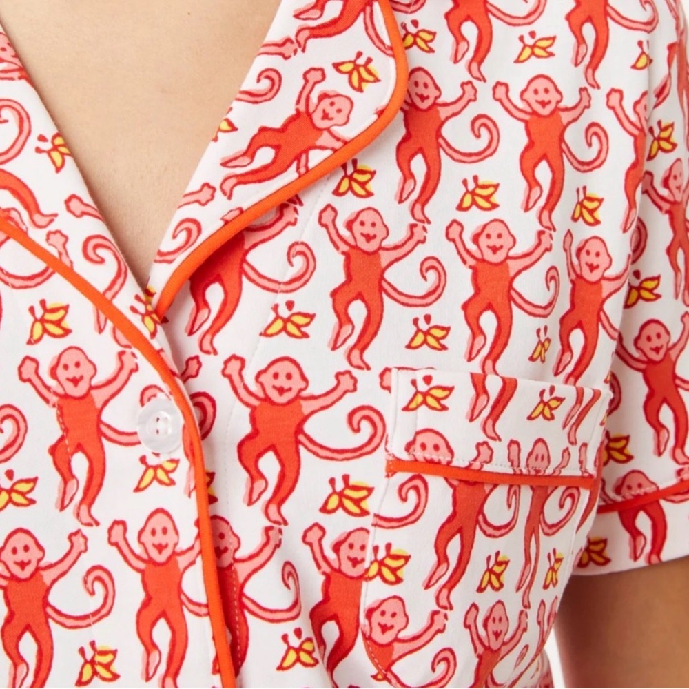 Roller Rabbit monkey Polo pajamas watermelon size small authentic - Picture 3 of 5